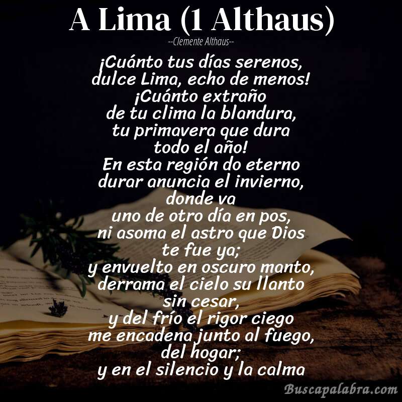 Poema A Lima (1 Althaus) de Clemente Althaus con fondo de libro