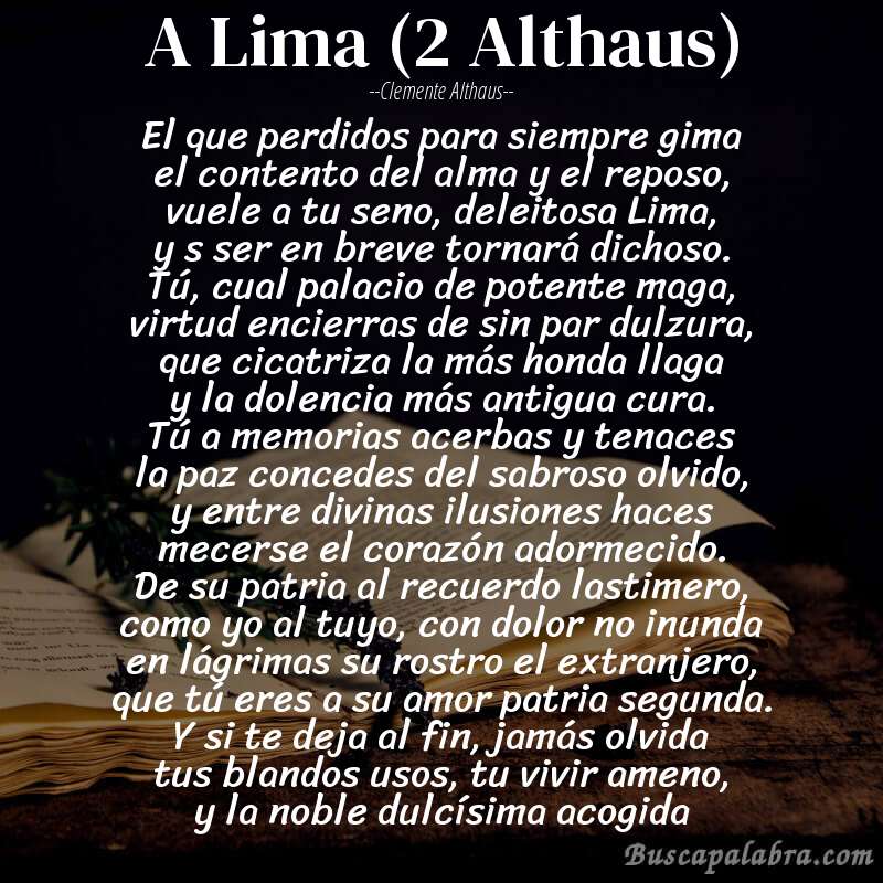 Poema A Lima (2 Althaus) de Clemente Althaus con fondo de libro