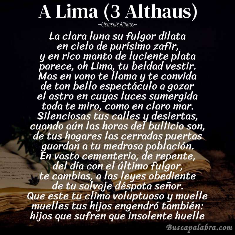 Poema A Lima (3 Althaus) de Clemente Althaus con fondo de libro