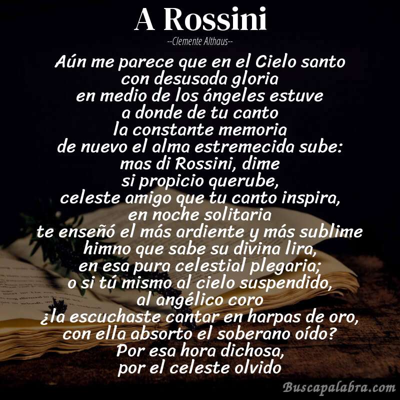 Poema A Rossini de Clemente Althaus con fondo de libro