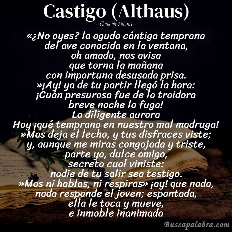Poema Castigo (Althaus) de Clemente Althaus con fondo de libro
