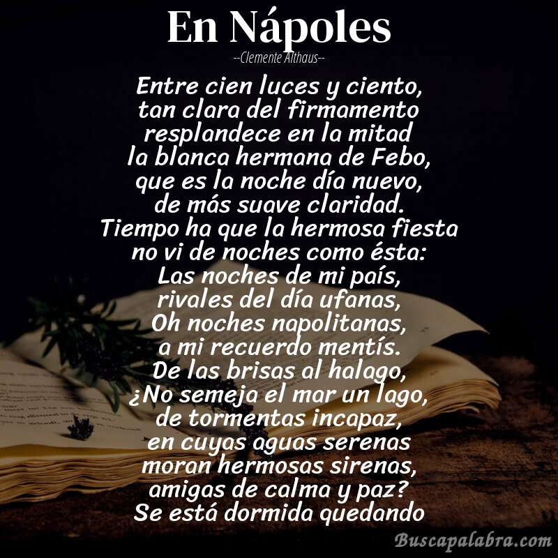 Poema En Nápoles de Clemente Althaus con fondo de libro