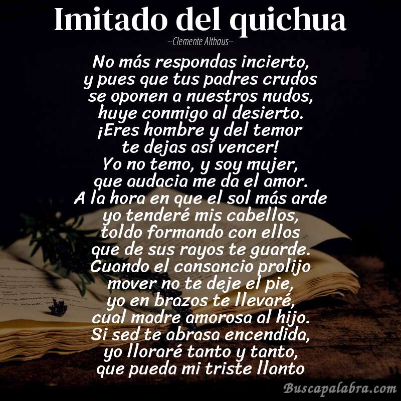 Poema Imitado del quichua de Clemente Althaus con fondo de libro