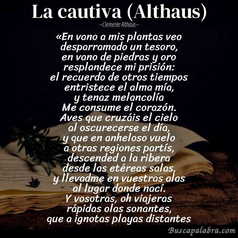 Poema La cautiva (Althaus) de Clemente Althaus con fondo de libro