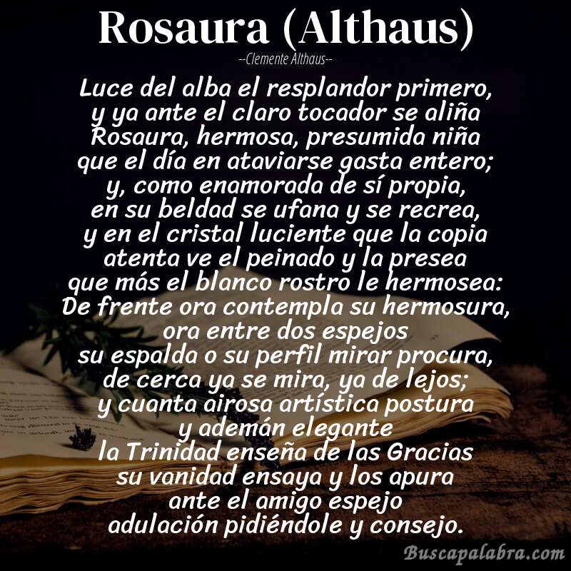 Poema Rosaura (Althaus) de Clemente Althaus con fondo de libro