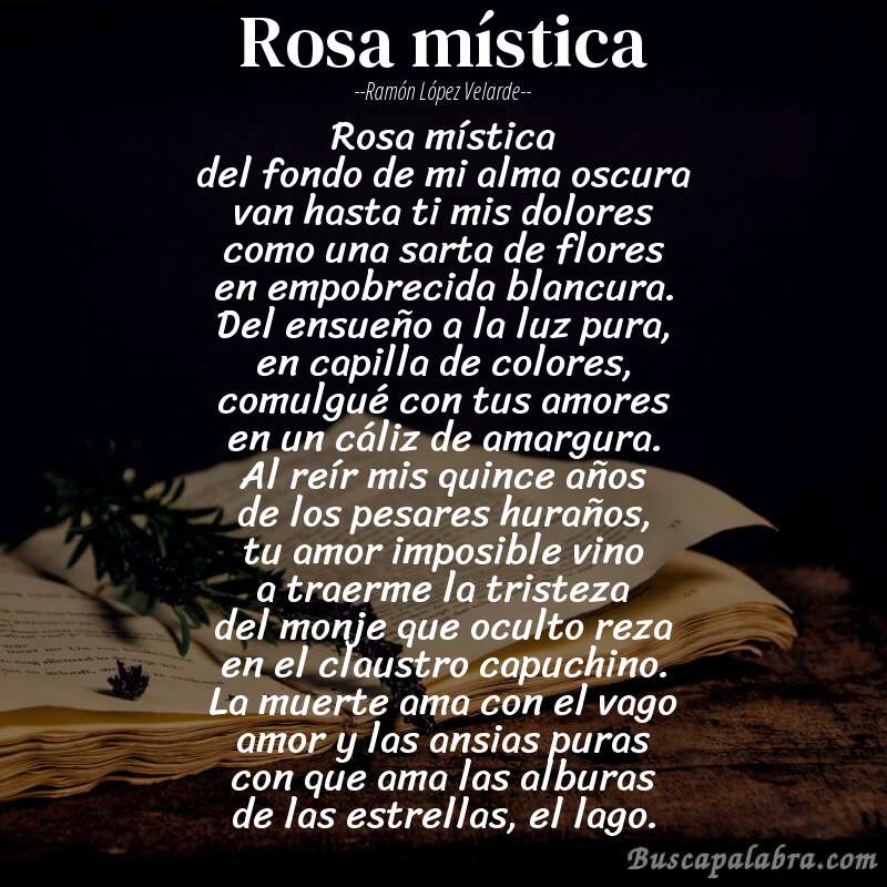 Poema rosa mística de Ramón López Velarde con fondo de libro