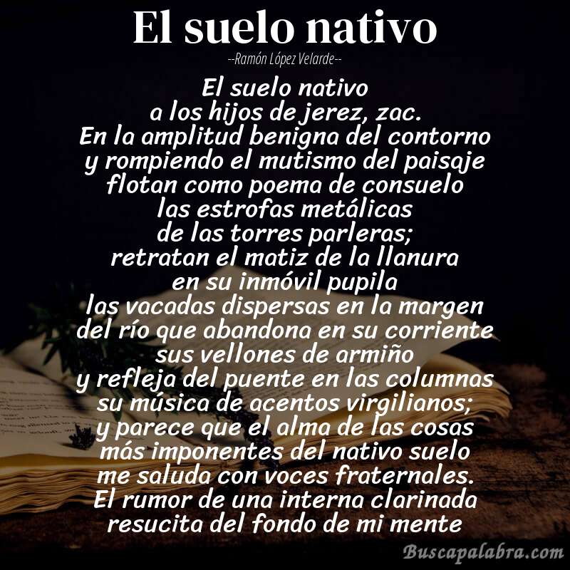 Poema el suelo nativo de Ramón López Velarde con fondo de libro