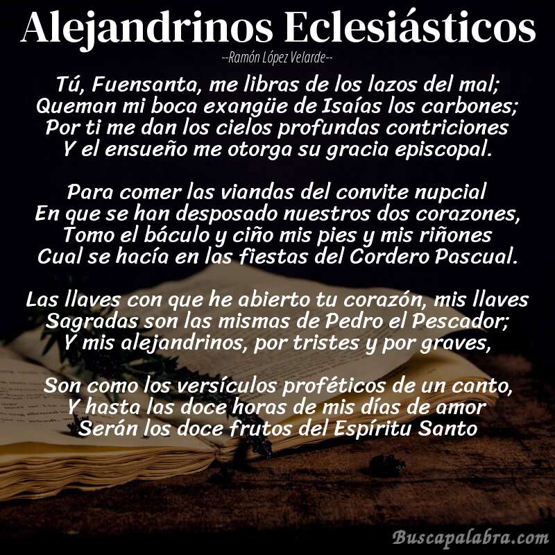 Poema Alejandrinos Eclesiásticos de Ramón López Velarde con fondo de libro