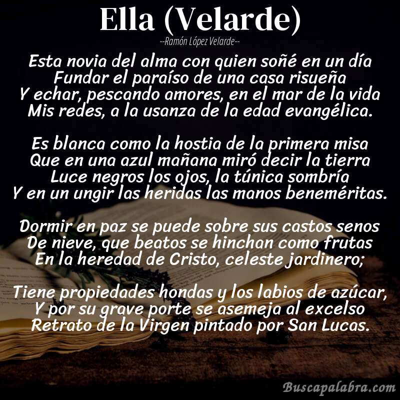 Poema Ella (Velarde) de Ramón López Velarde con fondo de libro