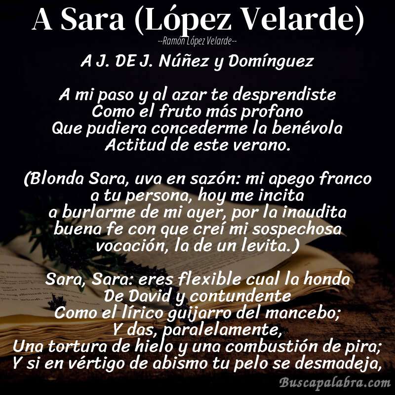 Poema A Sara (López Velarde) de Ramón López Velarde con fondo de libro