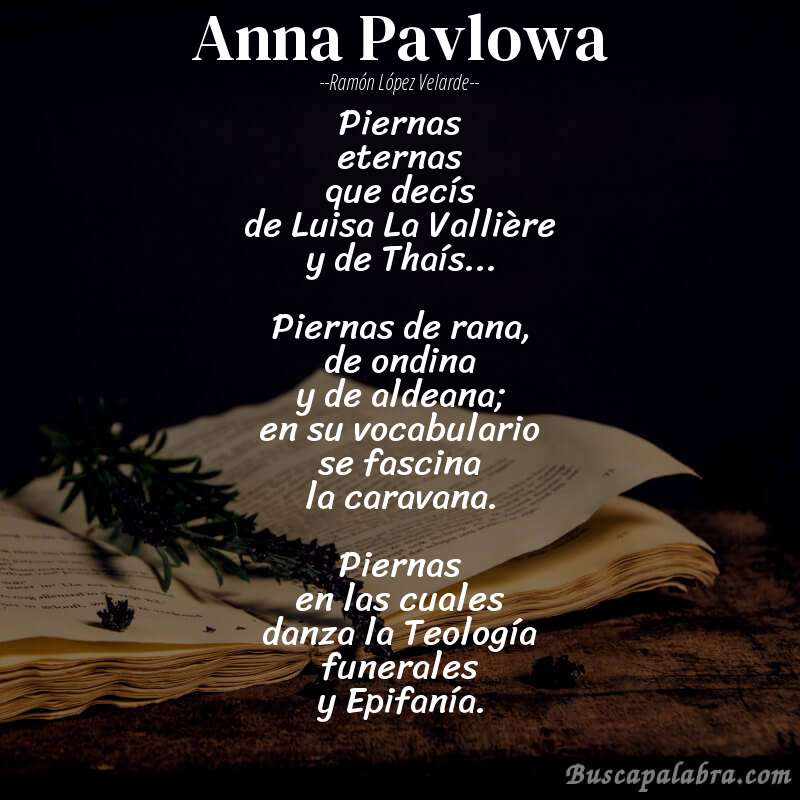 Poema Anna Pavlowa de Ramón López Velarde con fondo de libro