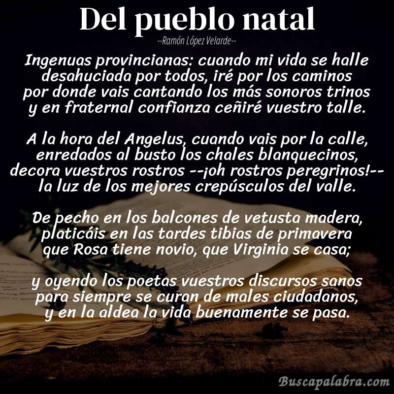 Poema Del pueblo natal de Ramón López Velarde con fondo de libro