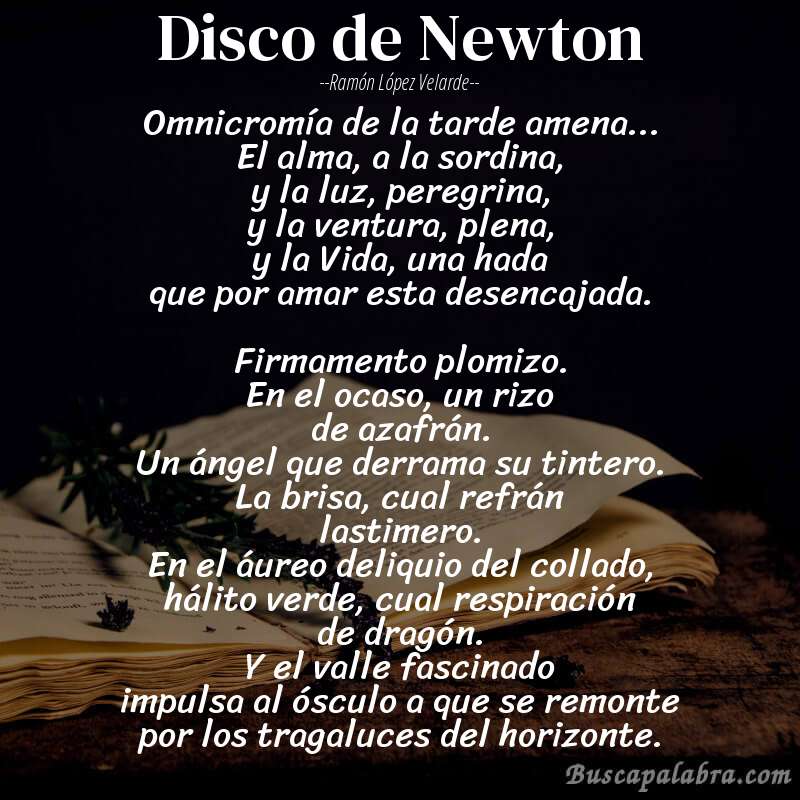 Poema Disco de Newton de Ramón López Velarde con fondo de libro
