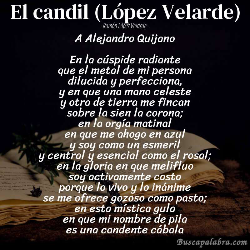 Poema El candil (López Velarde) de Ramón López Velarde con fondo de libro