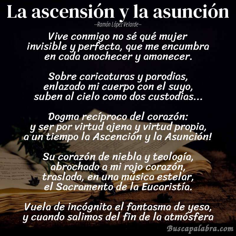 Poema La ascensión y la asunción de Ramón López Velarde con fondo de libro