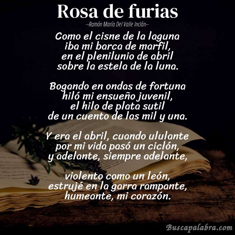 Poema rosa de furias de Ramón María del Valle Inclán con fondo de libro