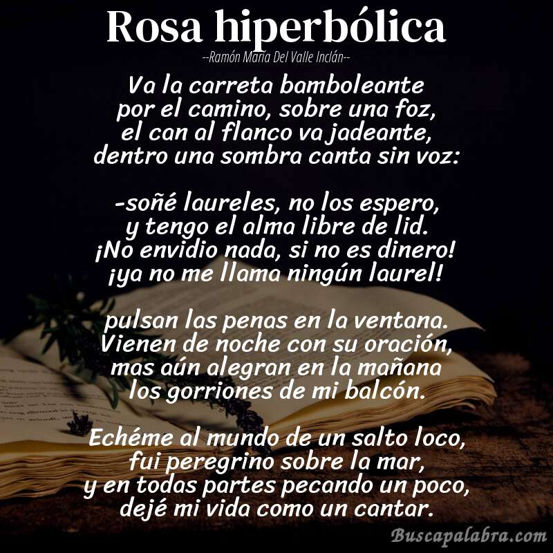 Poema rosa hiperbólica de Ramón María del Valle Inclán con fondo de libro