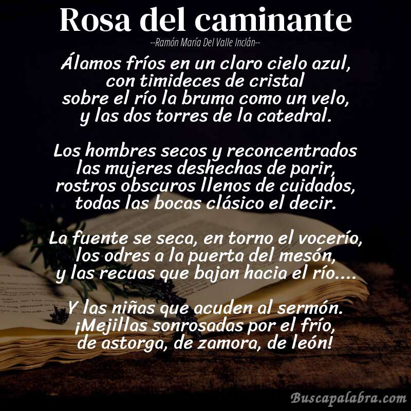 Poema rosa del caminante de Ramón María del Valle Inclán con fondo de libro