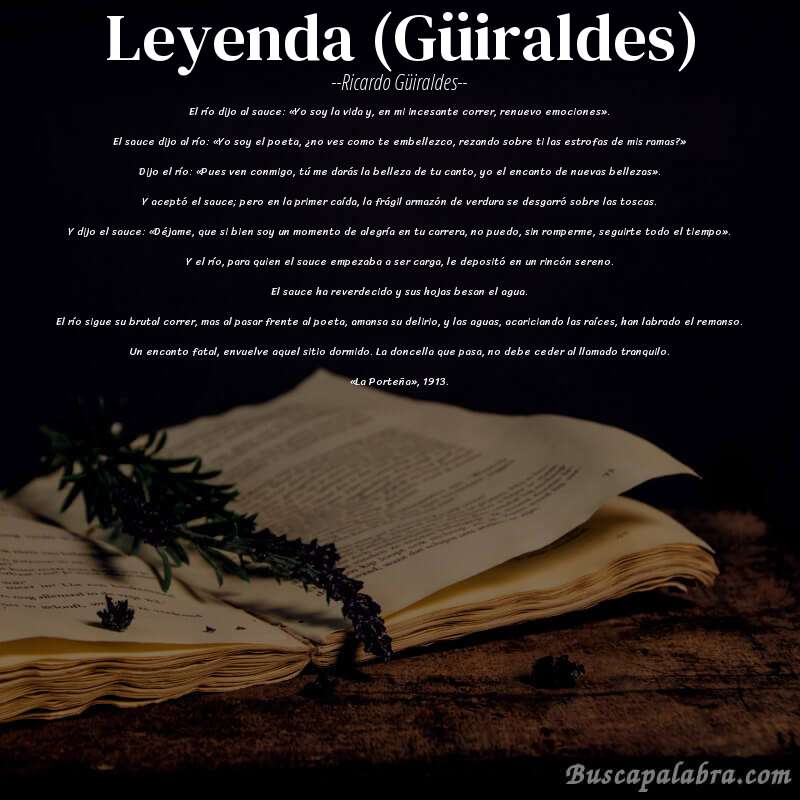 Poema Leyenda (Güiraldes) de Ricardo Güiraldes con fondo de libro