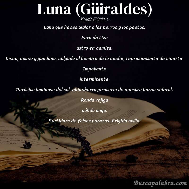 Poema Luna (Güiraldes) de Ricardo Güiraldes con fondo de libro