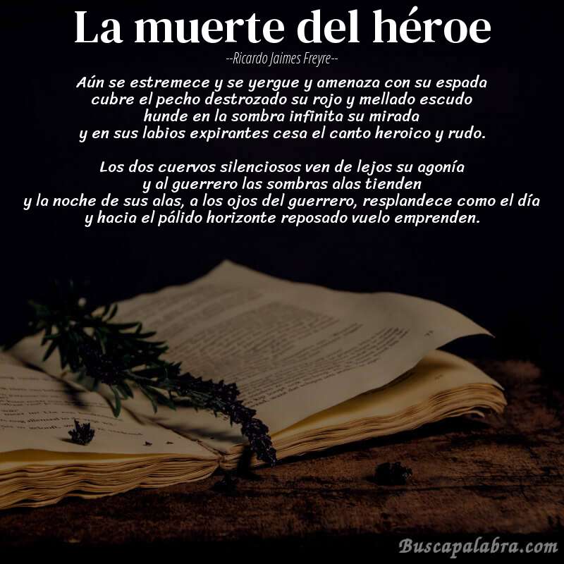 Poema la muerte del héroe de Ricardo Jaimes Freyre con fondo de libro