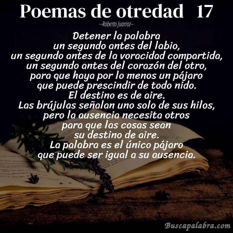 Poema poemas de otredad   17 de Roberto Juarroz con fondo de libro