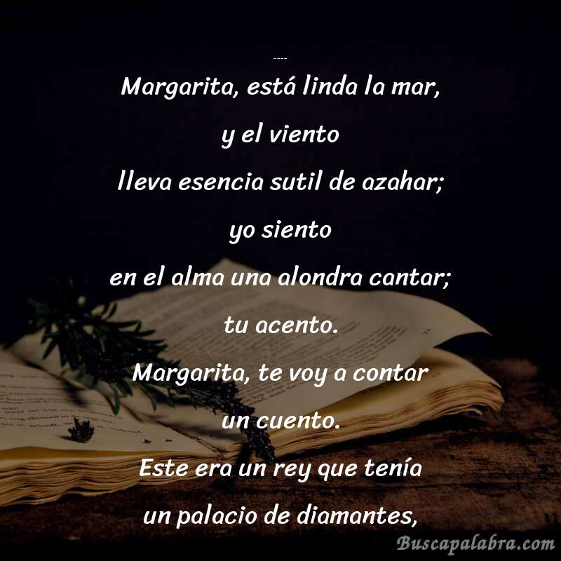 Poema A Margarita Debayle de Rubén Darío con fondo de libro