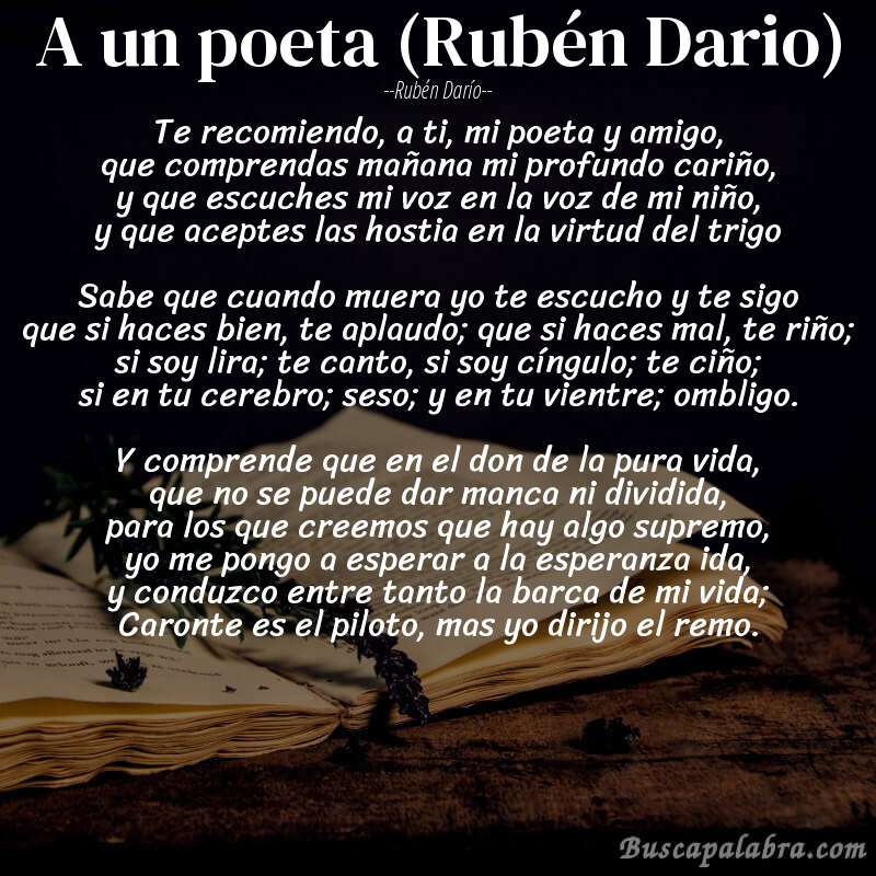 Poema A un poeta (Rubén Dario) de Rubén Darío con fondo de libro