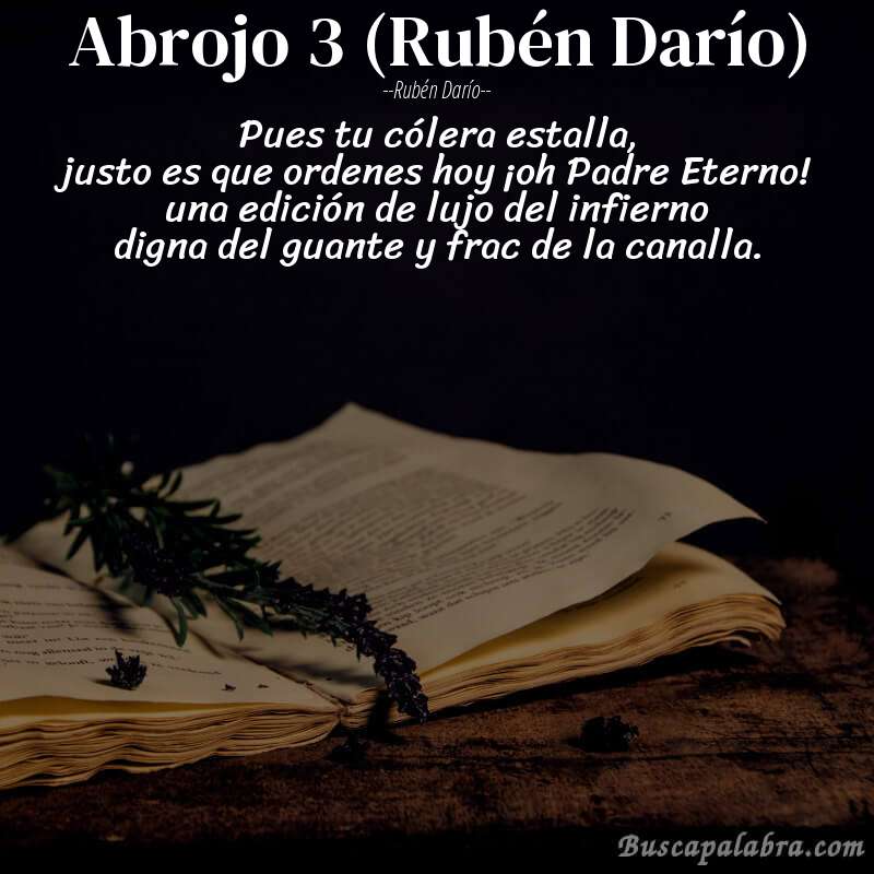 Poema Abrojo 3 (Rubén Darío) de Rubén Darío con fondo de libro