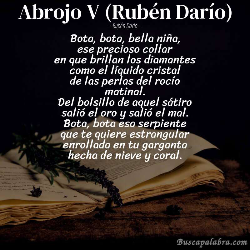 Poema Abrojo V (Rubén Darío) de Rubén Darío con fondo de libro