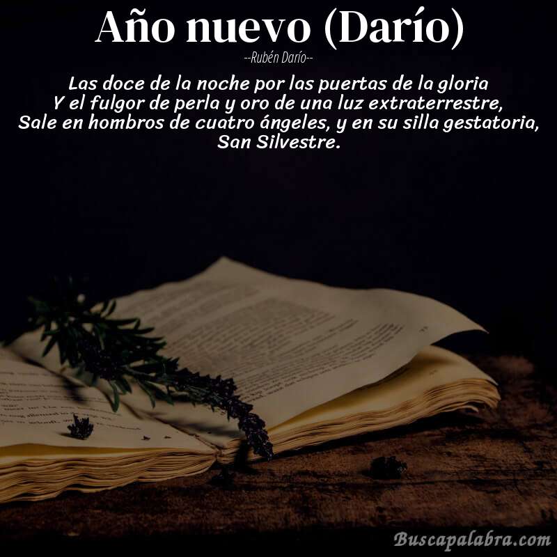 Poema Año nuevo (Darío) de Rubén Darío con fondo de libro