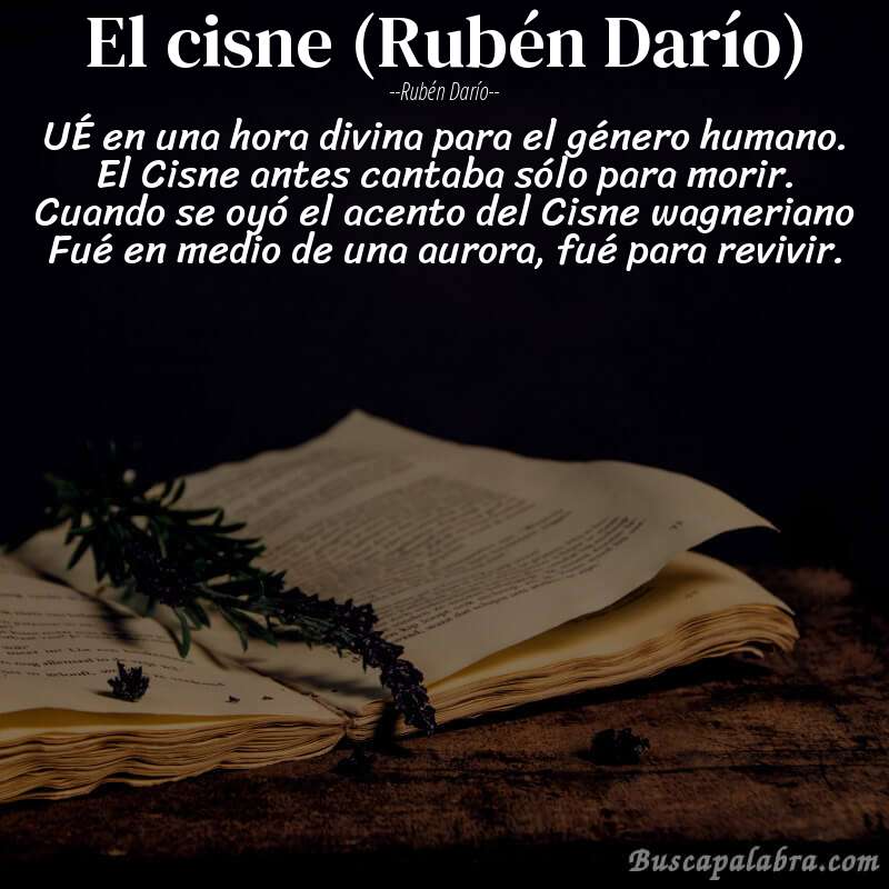 Poema El cisne (Rubén Darío) de Rubén Darío con fondo de libro