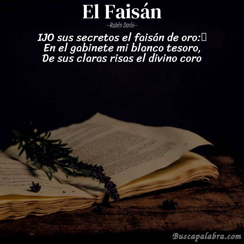 Poema El Faisán de Rubén Darío con fondo de libro