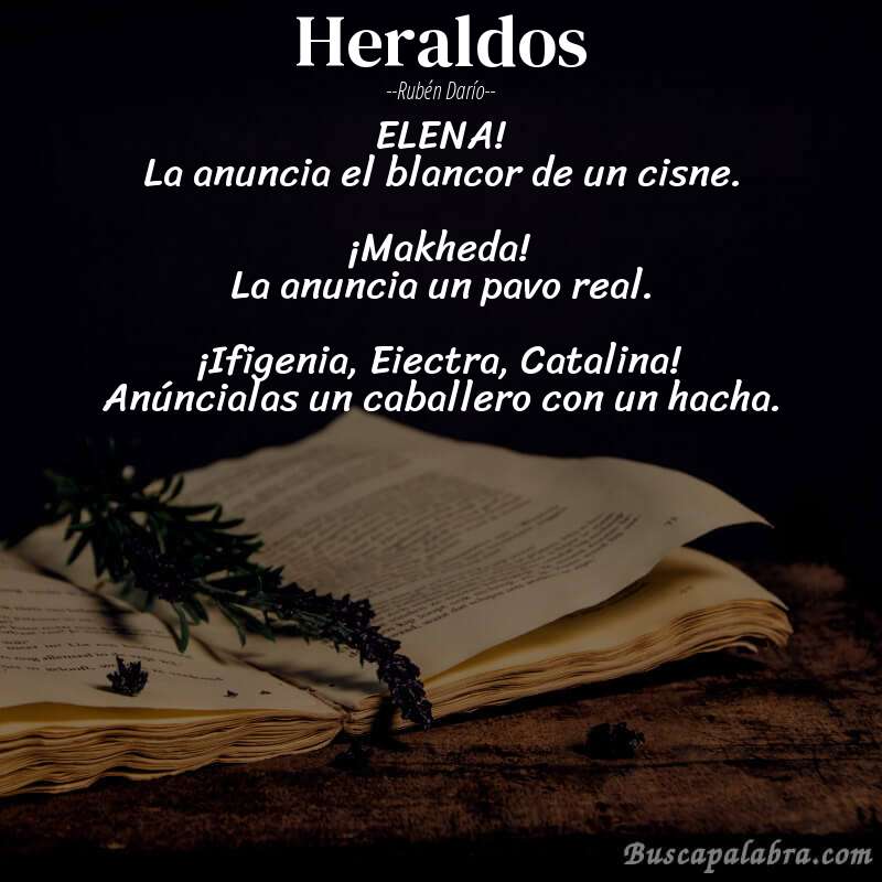Poema Heraldos de Rubén Darío con fondo de libro