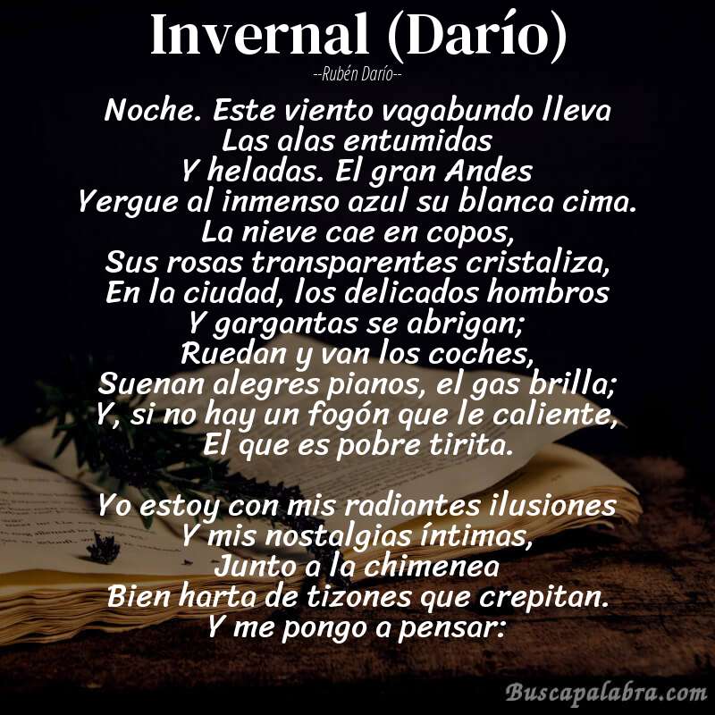 Poema Invernal (Darío) de Rubén Darío con fondo de libro