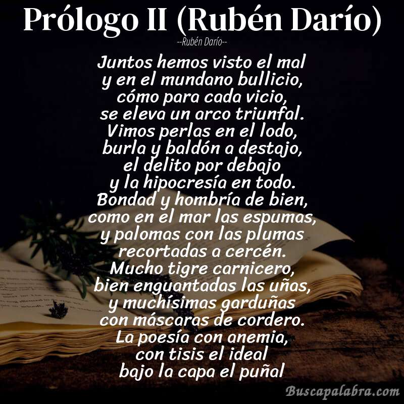 Poema Prólogo II (Rubén Darío) de Rubén Darío con fondo de libro