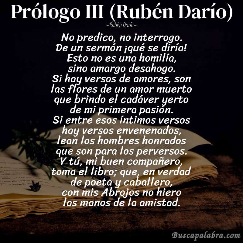 Poema Prólogo III (Rubén Darío) de Rubén Darío con fondo de libro