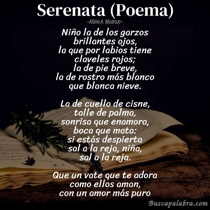 Poema Serenata (Poema) de Albino A. Madrazo con fondo de libro