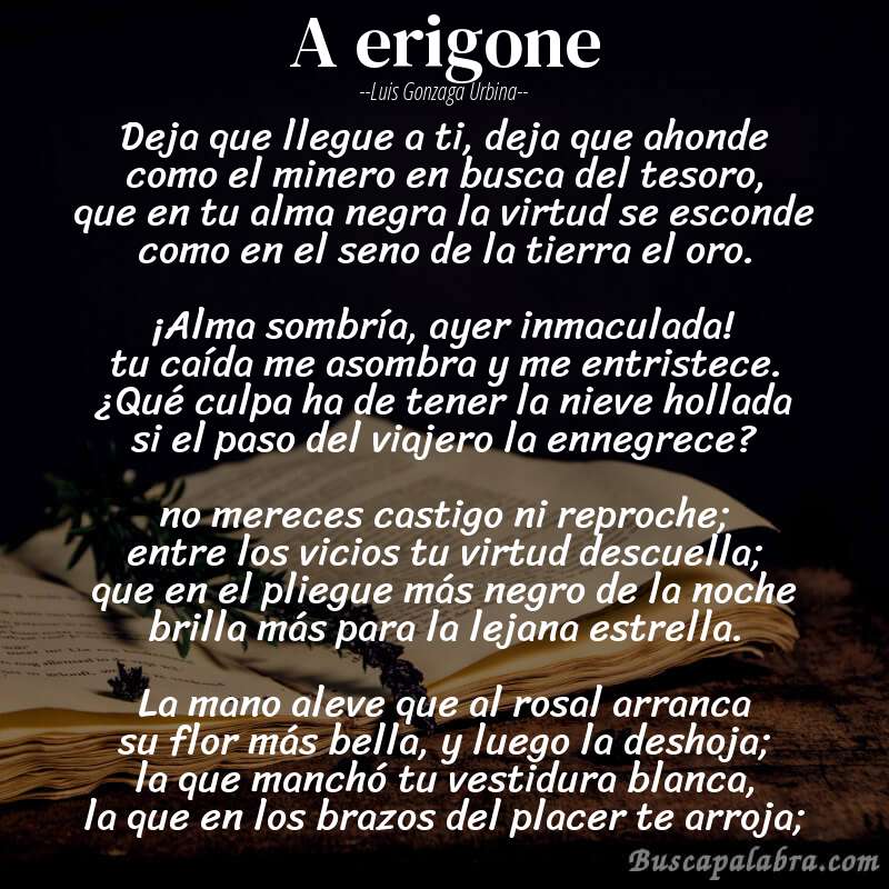 Poema a erigone de Luis Gonzaga Urbina con fondo de libro