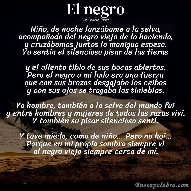 Poema el negro de Luis Lloréns Torres con fondo de libro