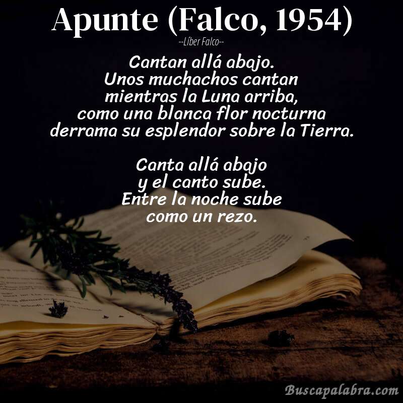 Poema Apunte (Falco, 1954) de Líber Falco con fondo de libro