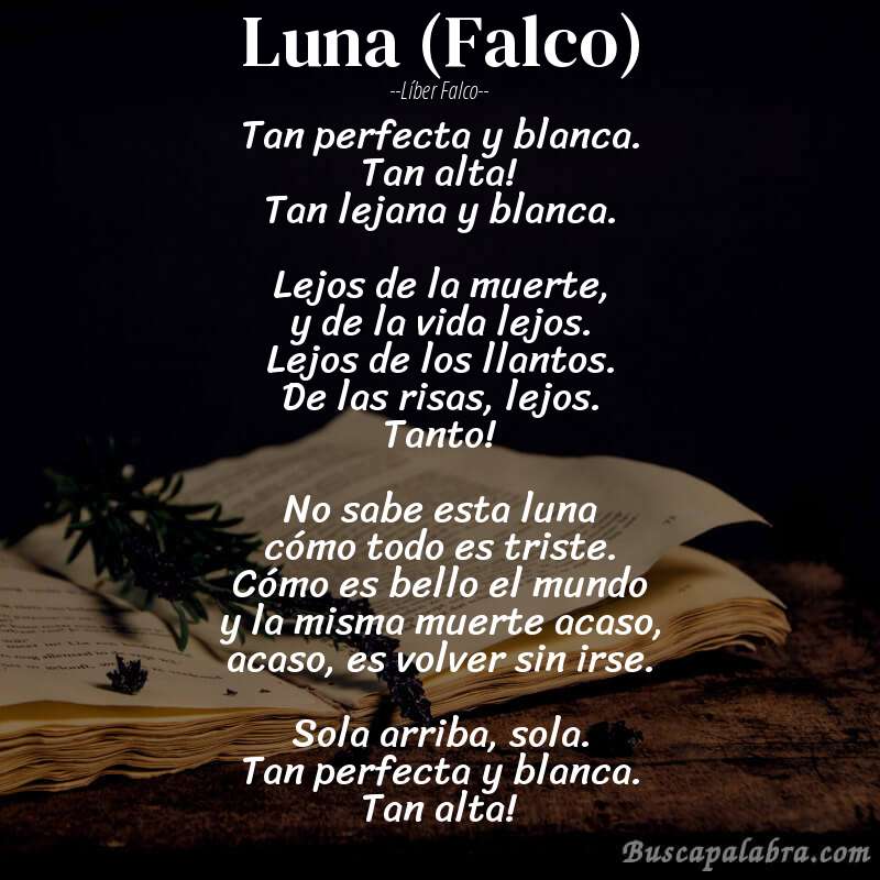 Poema Luna (Falco) de Líber Falco con fondo de libro