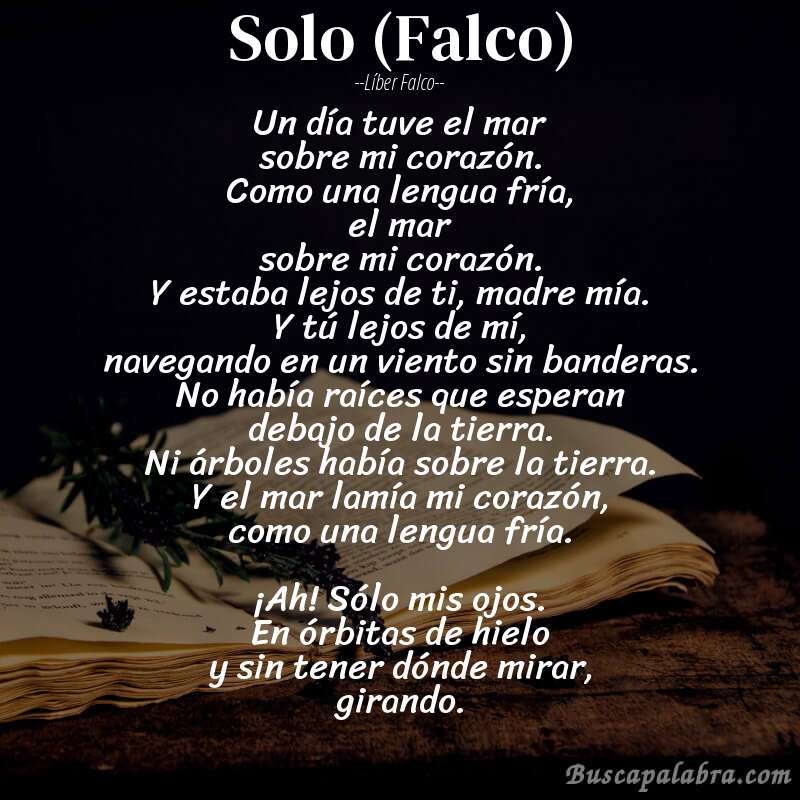 Poema Solo (Falco) de Líber Falco con fondo de libro