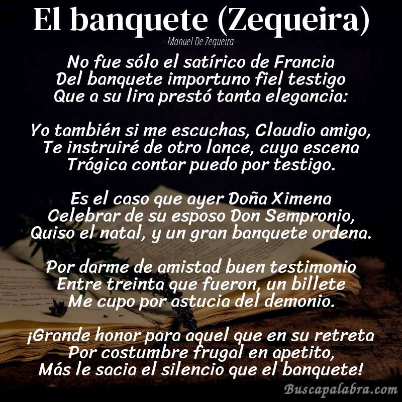 Poema El banquete (Zequeira) de Manuel de Zequeira con fondo de libro