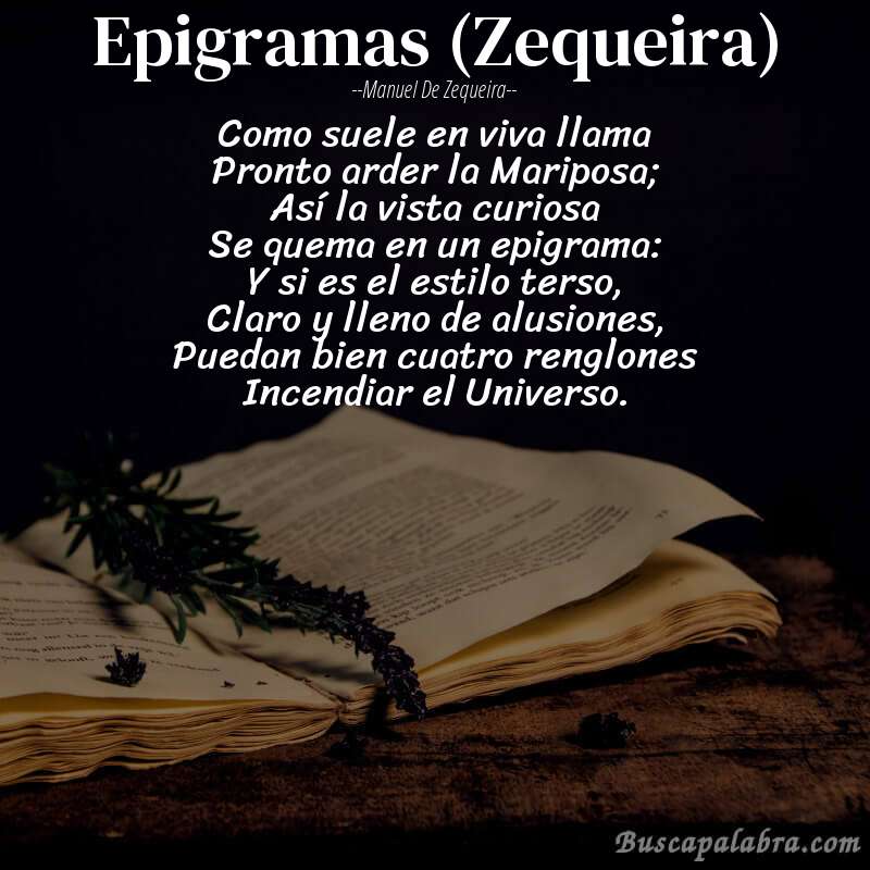 Poema Epigramas (Zequeira) de Manuel de Zequeira con fondo de libro