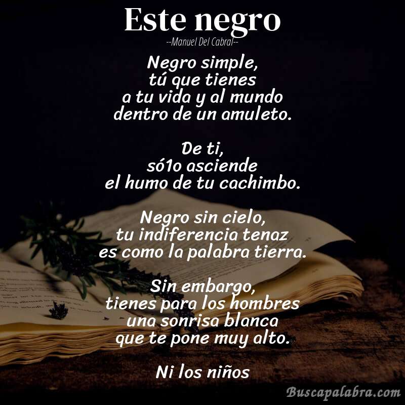 Poema este negro de Manuel del Cabral con fondo de libro
