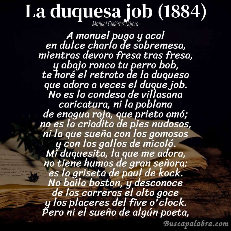 Poema la duquesa job (1884) de Manuel Gutiérrez Nájera con fondo de libro