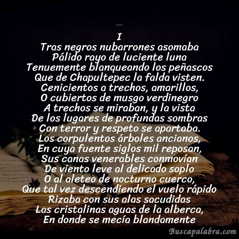 Poema Profecía de Guatimoc de Ignacio Rodríguez Galván con fondo de libro