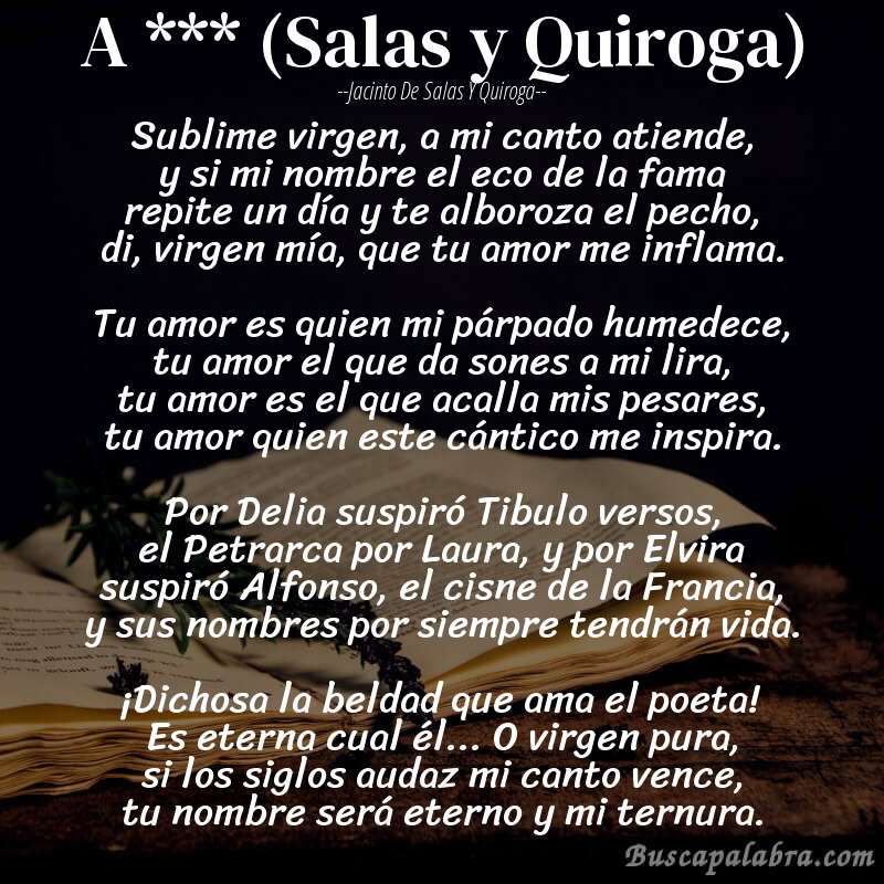 Poema A *** (Salas y Quiroga) de Jacinto de Salas y Quiroga con fondo de libro