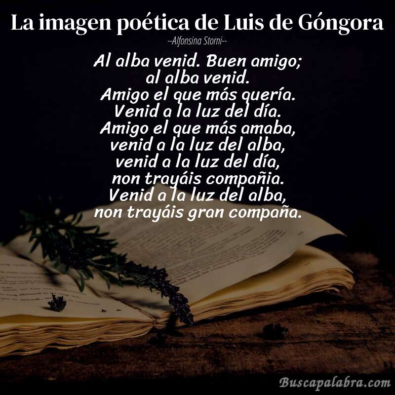 Poema La imagen poética de Luis de Góngora de Alfonsina Storni con fondo de libro